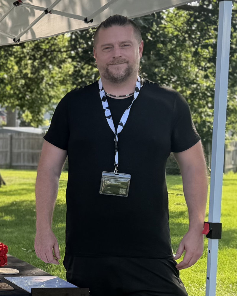 Dave Janes at the Brandmade Studio booth at his neighborhood summer market